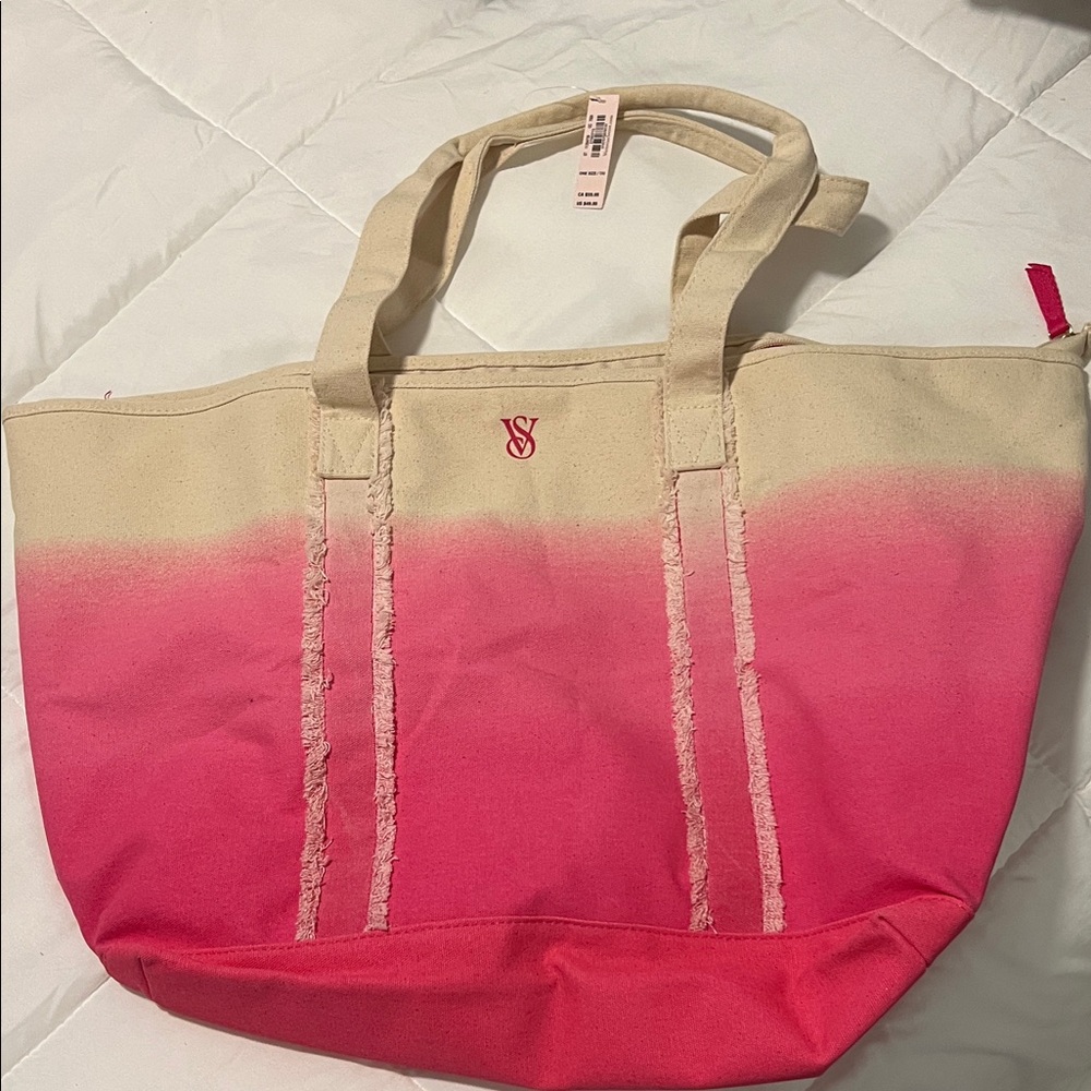 NWT Victoria's Secret Cream and Pink Tote Bag